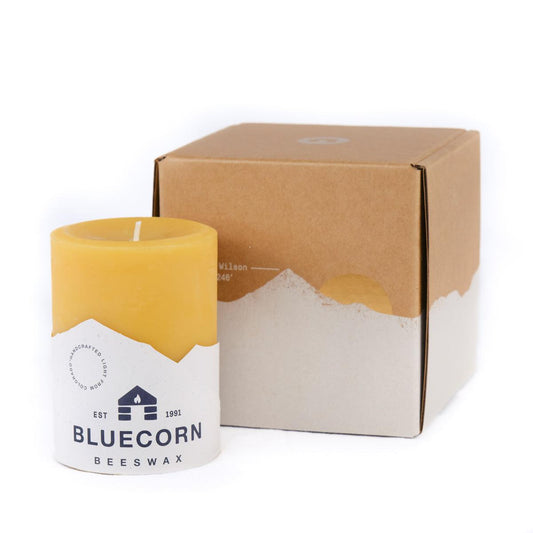 Pure Beeswax Pillar Gift Box - 3" x 4" - Bluecorn Candles