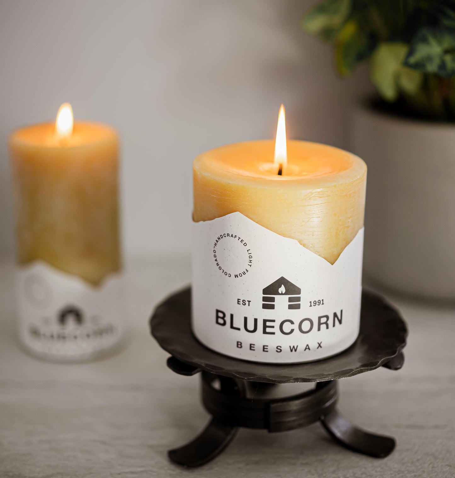 Pure Beeswax Pillar Gift Box - 4" x 4" - Bluecorn Candles