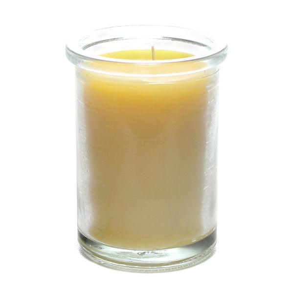 Bluecorn Beeswax 100% Pure Beeswax Clear 6oz Glass Candle. Burn Time: 35 hours. Wax is golden in color with a light honey scent. Made with 100% Pure Beeswax and a 100% pure cotton wick, no lead. Candles are paraffin free, clean burning and non-toxic. Features 6oz candle with Bluecorn Beeswax hang tag printed on white 100% recyled paper with gold foil. For best burn, burn candle until wax pool reaches glass wall and trim wick to 1/4 before lighting. 