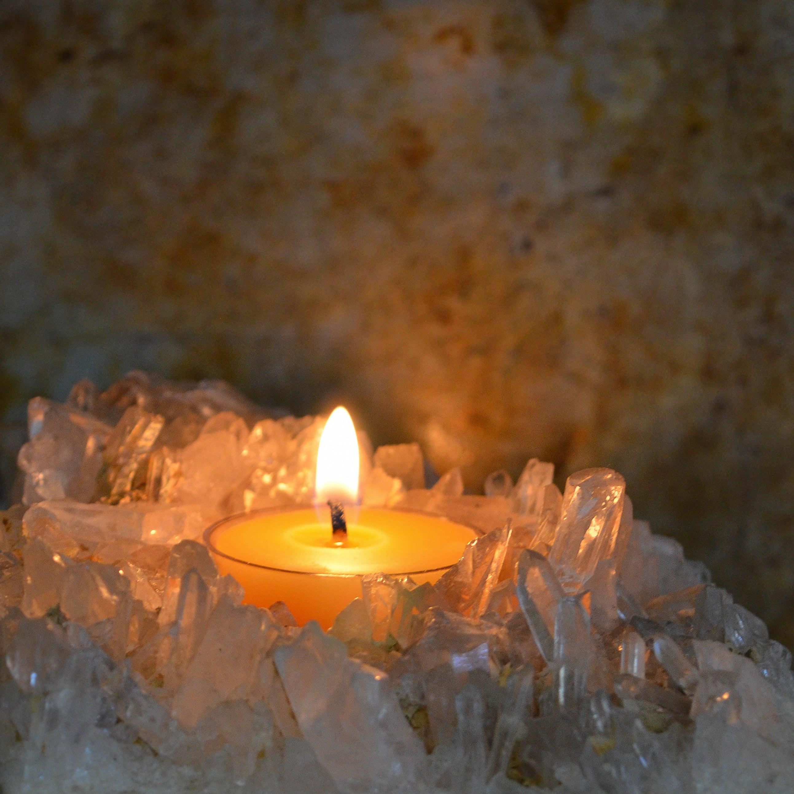 Crystal tea light store candle holder