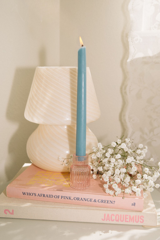 Sky Blue - 12" Hand-Dipped Beeswax Taper Candles - 1 Pair
