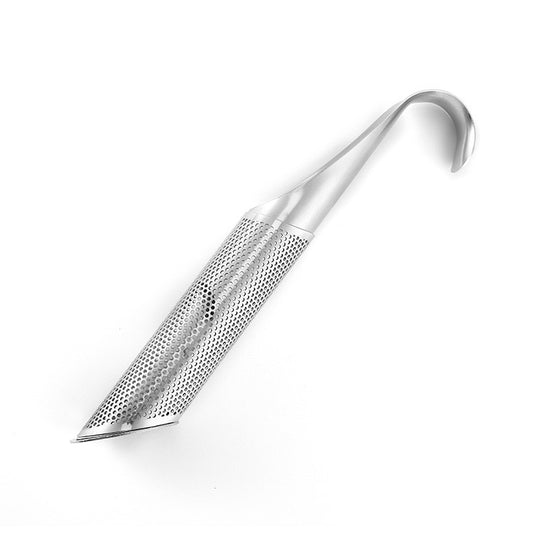 stainless steel loose leaf tea infuser mesh tube shape with hook to fit on rim of tea cup