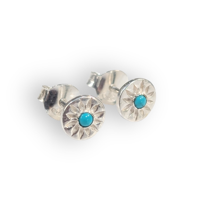 sterling silver stud earrings with turquoise gems