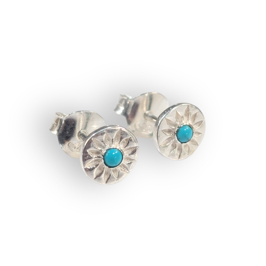 sterling silver stud earrings with turquoise gems