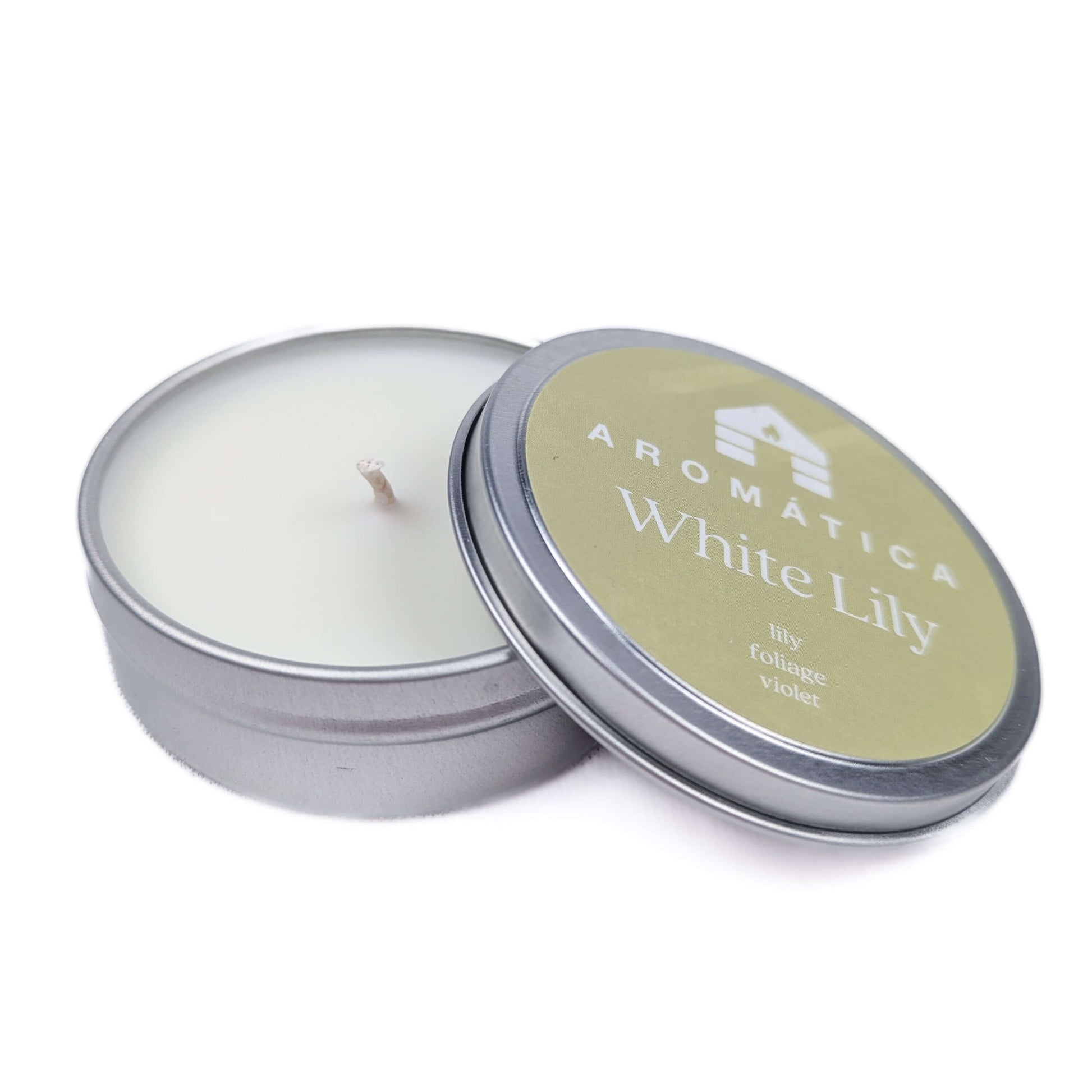 white lily scented sample tin candle bluecorn coconut wax nontoxic candle floral
